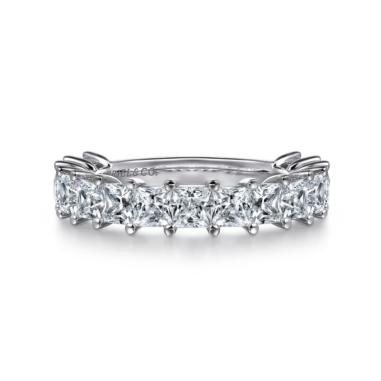 Straight Wedding Ring in 14k White Gold with Princess Cut Natural Diamond at Gabriel & Co. - Shot 1
