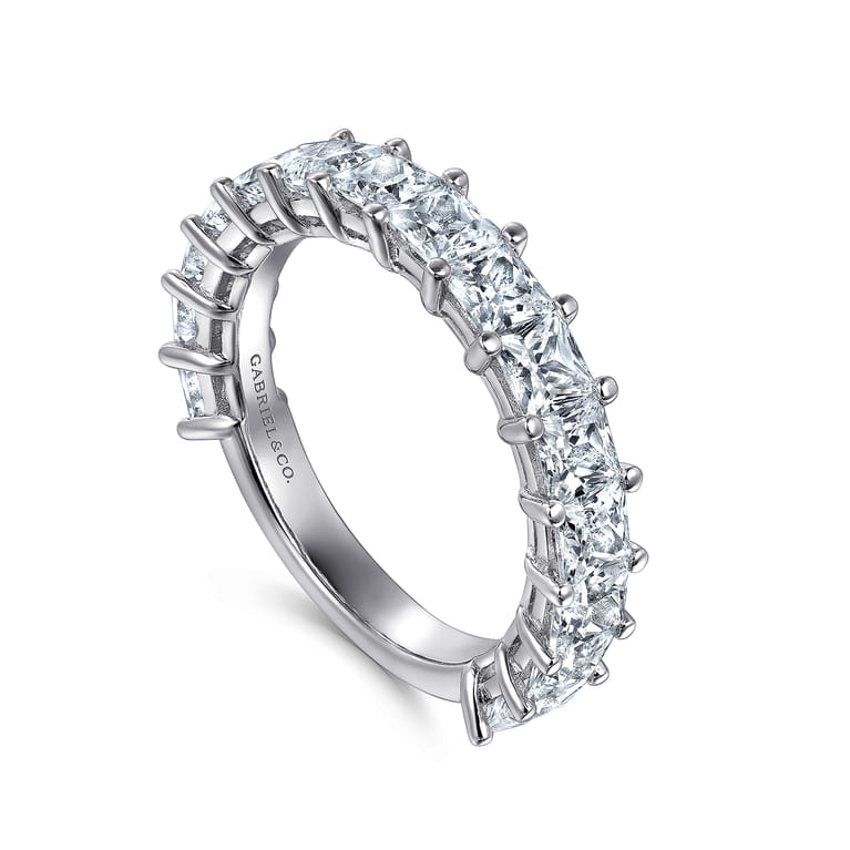 Straight Wedding Ring in 14k White Gold with Princess Cut Natural Diamond at Gabriel & Co. - Shot 3