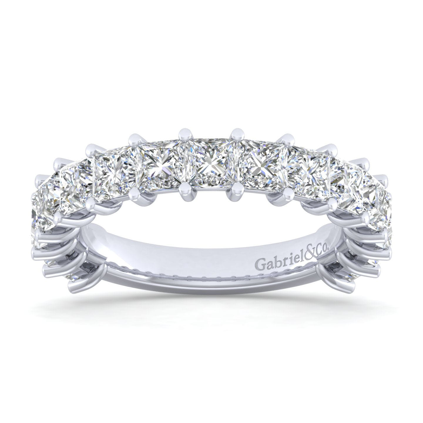Straight Wedding Ring in 14k White Gold with Princess Cut Natural Diamond at Gabriel & Co. - Shot 5