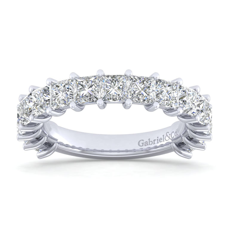 Straight Wedding Ring in 14k White Gold with Princess Cut Natural Diamond at Gabriel & Co. - Shot 5