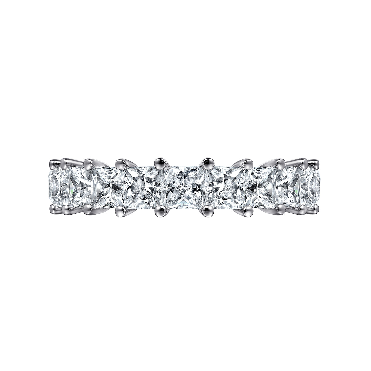 Straight Wedding Ring in 14k White Gold with Princess Cut Natural Diamond at Gabriel & Co. - Shot 6