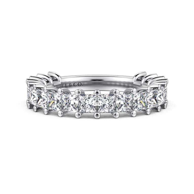 Straight Wedding Ring in 14k White Gold with Princess Cut Natural Diamond at Gabriel & Co. - Shot 1
