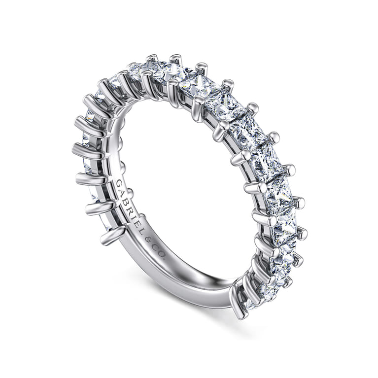 Straight Wedding Ring in 14k White Gold with Princess Cut Natural Diamond at Gabriel & Co. - Shot 3