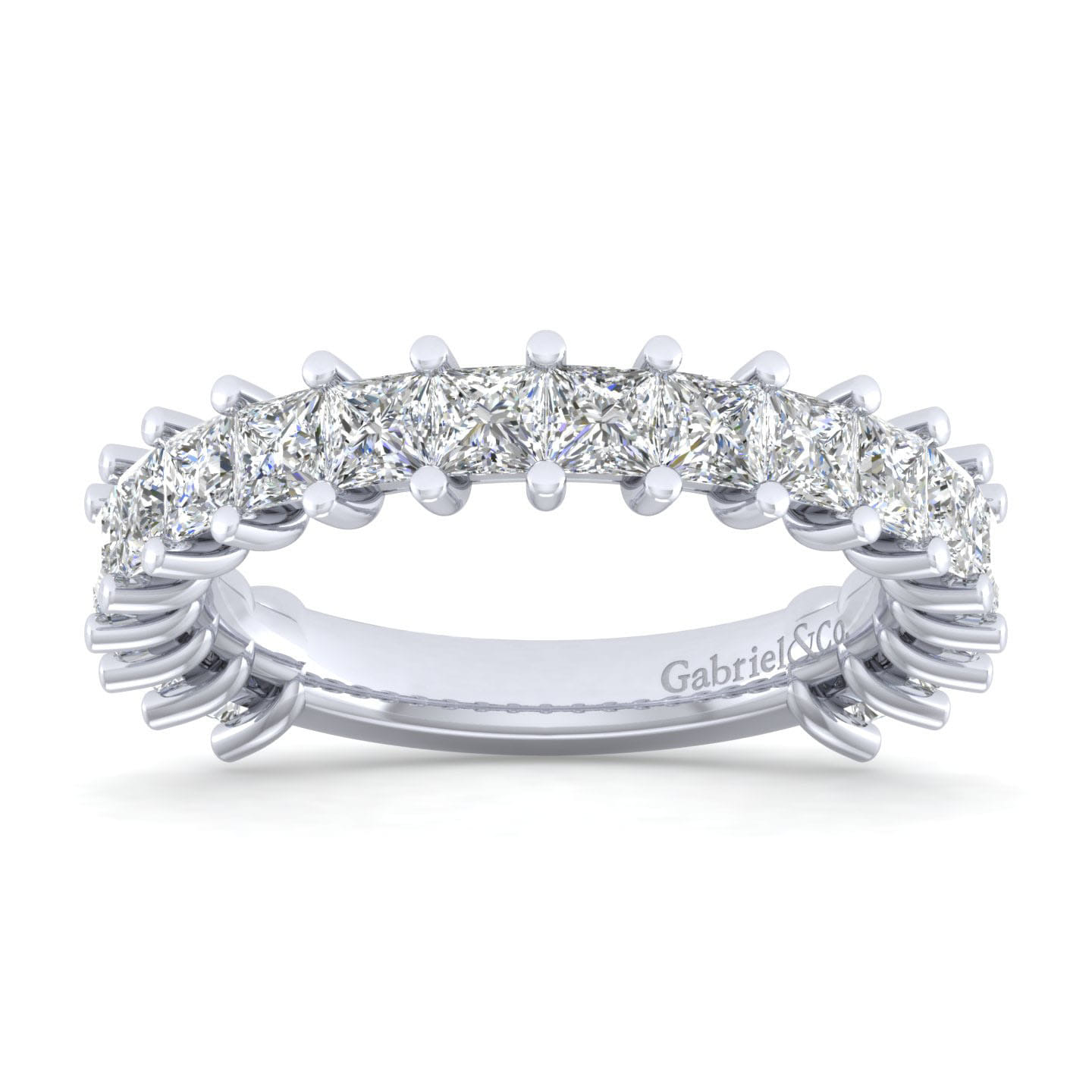Straight Wedding Ring in 14k White Gold with Princess Cut Natural Diamond at Gabriel & Co. - Shot 5