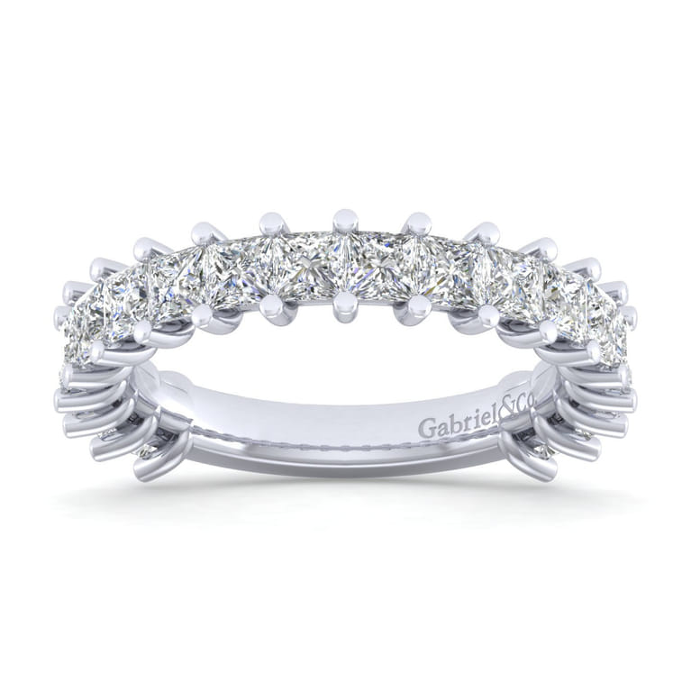Straight Wedding Ring in 14k White Gold with Princess Cut Natural Diamond at Gabriel & Co. - Shot 5