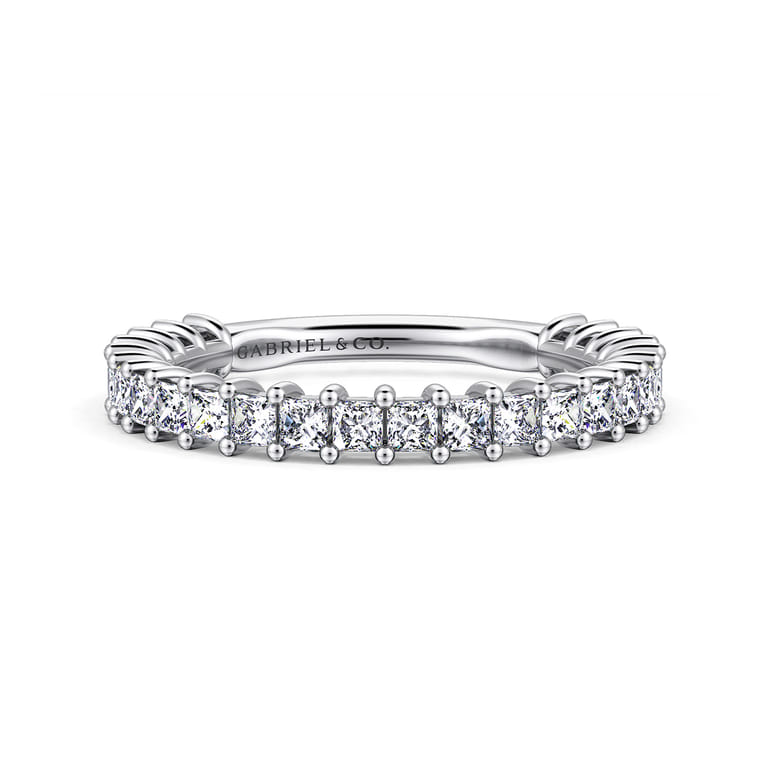 Straight Wedding Ring in 14k White Gold with Princess Cut Natural Diamond at Gabriel & Co. - Shot 1
