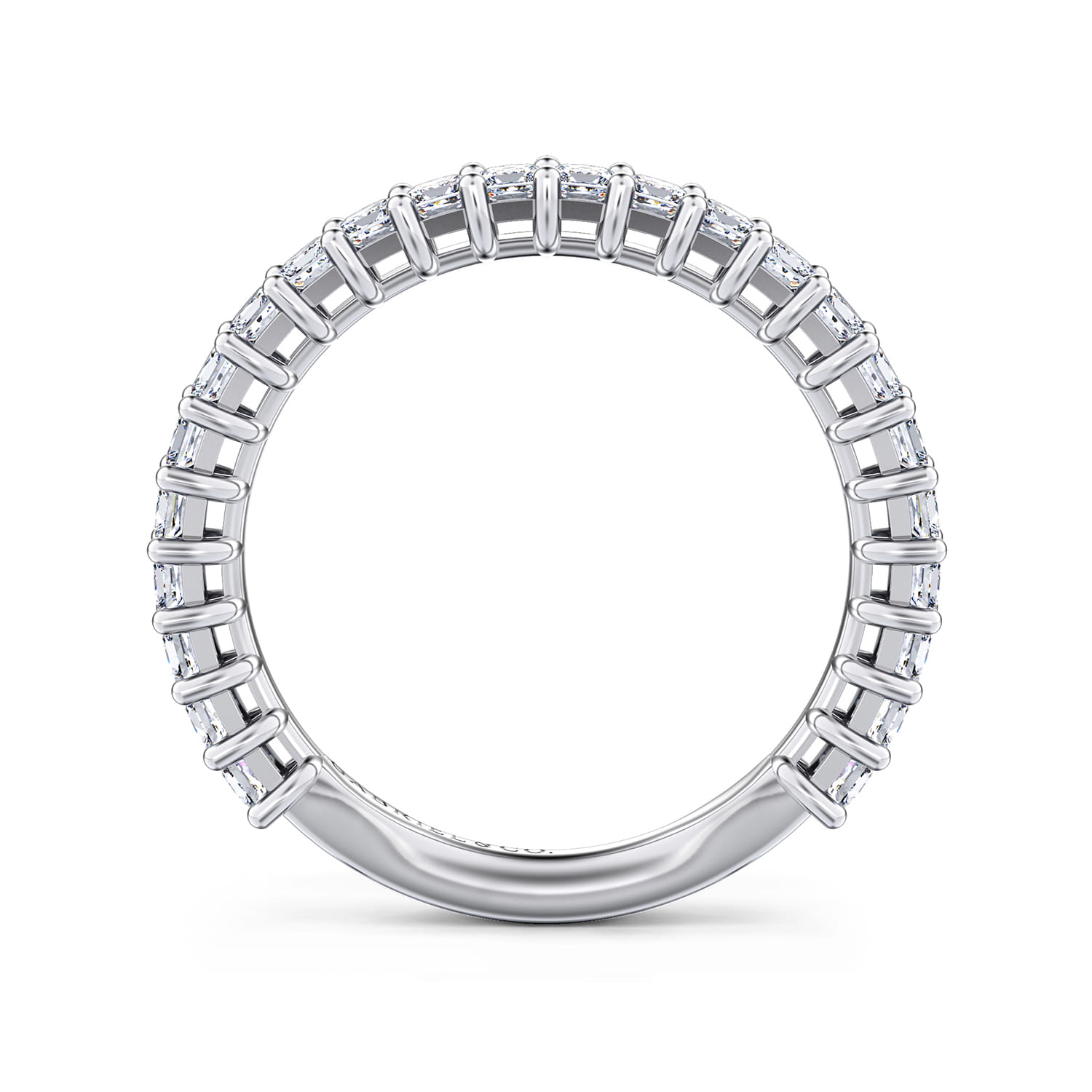 Straight Wedding Ring in 14k White Gold with Princess Cut Natural Diamond at Gabriel & Co. - Shot 2