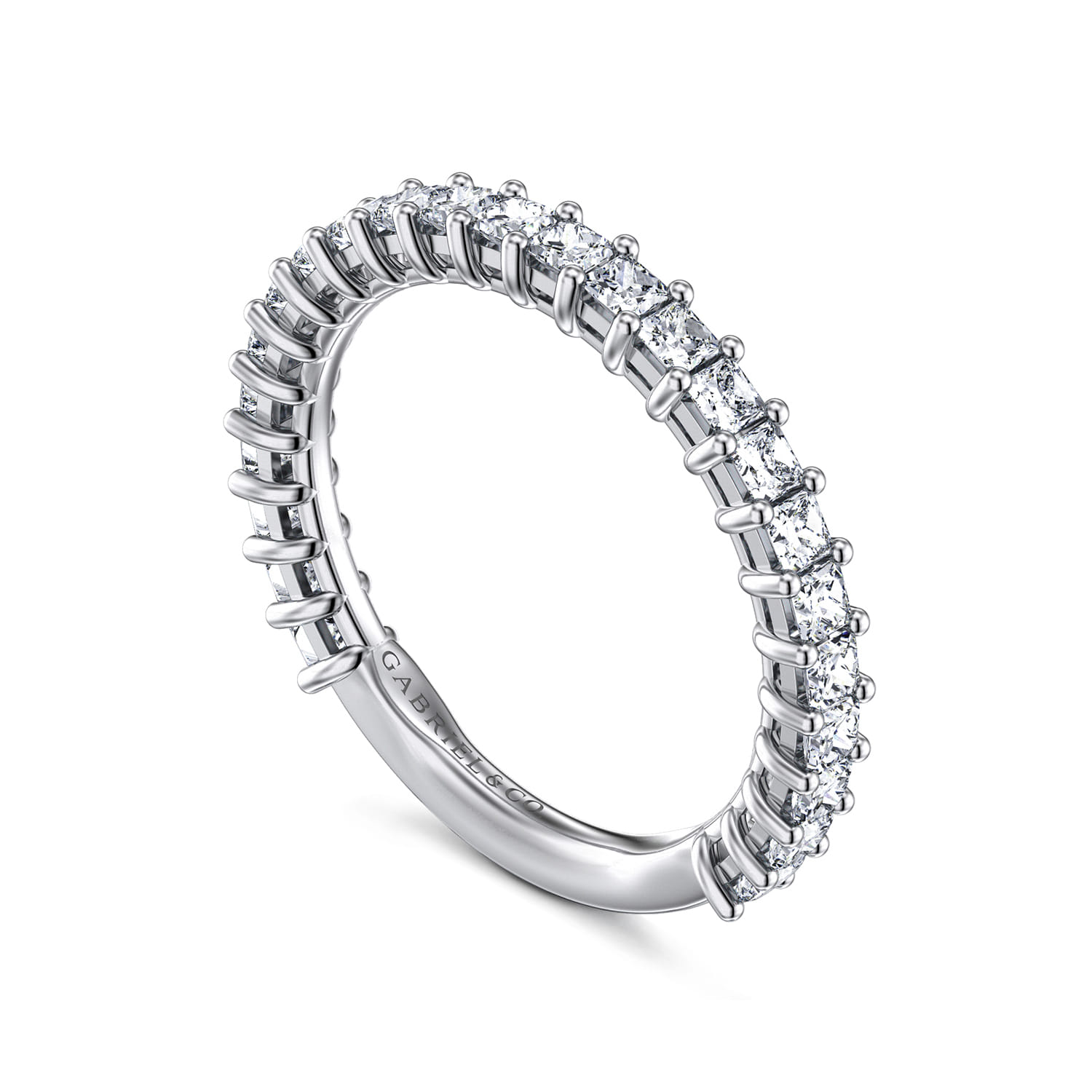 Straight Wedding Ring in 14k White Gold with Princess Cut Natural Diamond at Gabriel & Co. - Shot 3