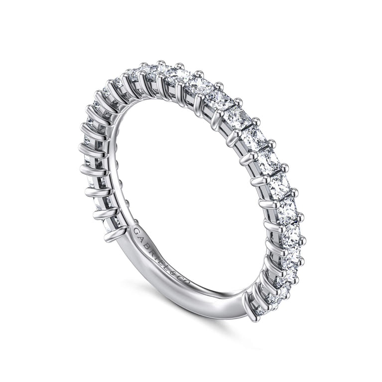 Straight Wedding Ring in 14k White Gold with Princess Cut Natural Diamond at Gabriel & Co. - Shot 3