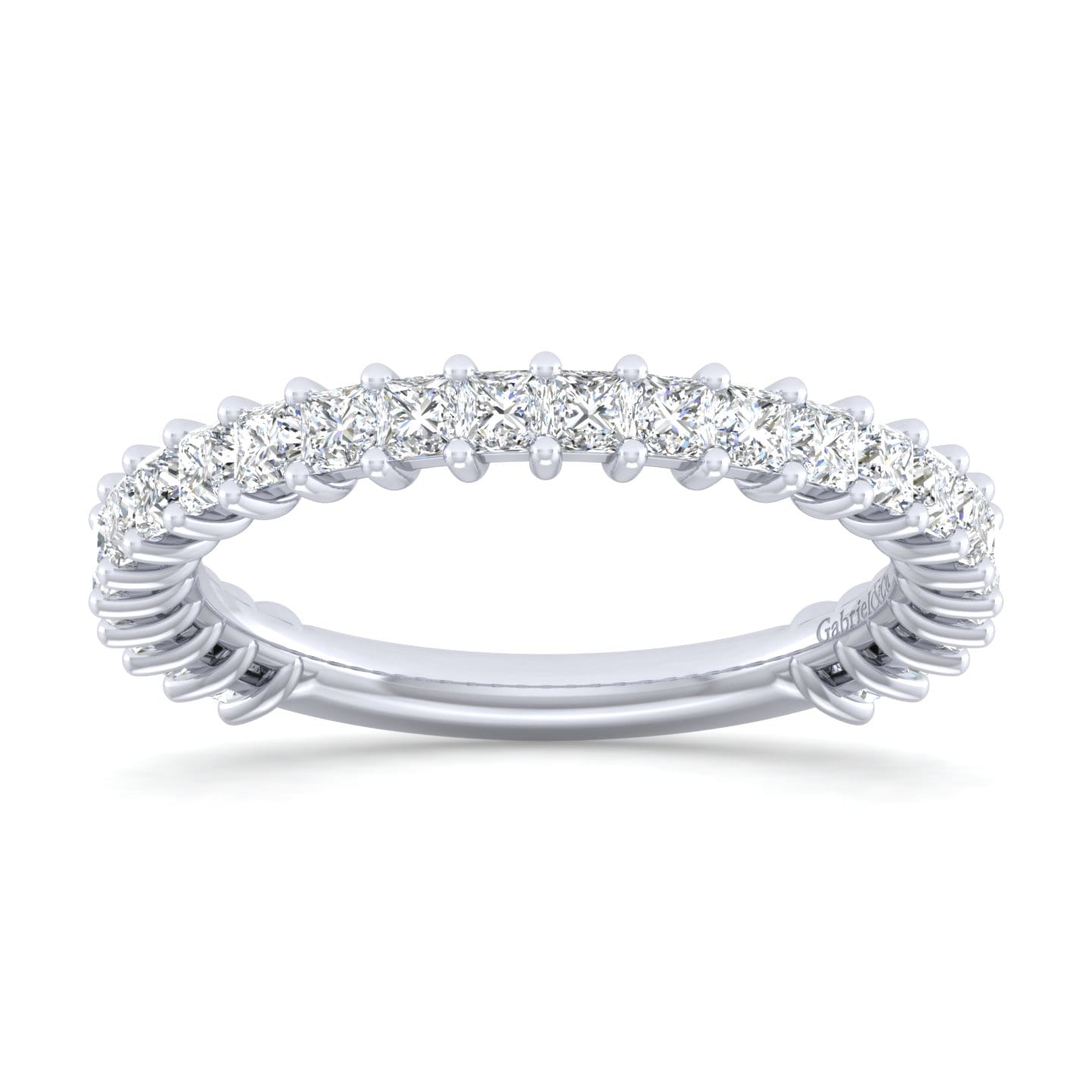 Straight Wedding Ring in 14k White Gold with Princess Cut Natural Diamond at Gabriel & Co. - Shot 5