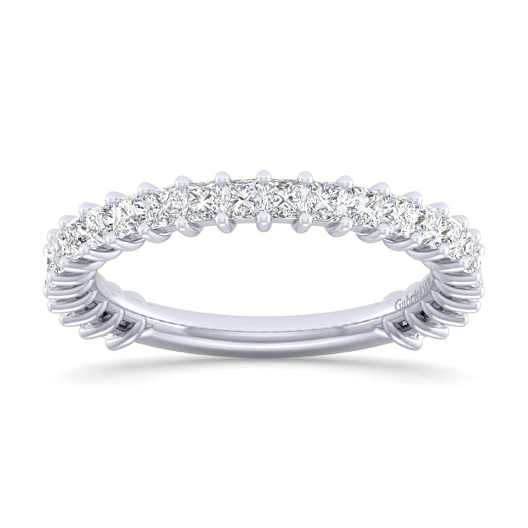 Straight Wedding Ring in 14k White Gold with Princess Cut Natural Diamond at Gabriel & Co. - Shot 5
