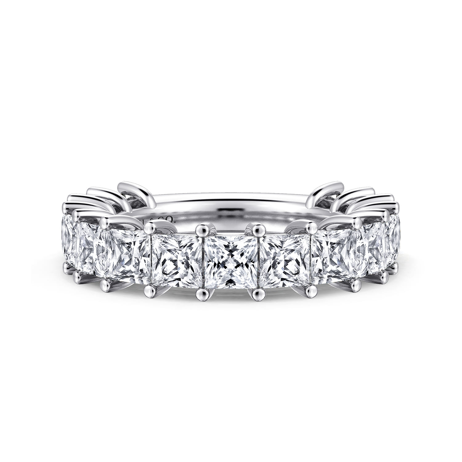 Fancy Wedding Ring in 14k White Gold with Princess Cut Natural Diamond at Gabriel & Co. - Shot 1