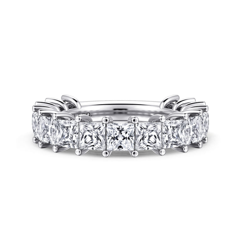 Fancy Wedding Ring in 14k White Gold with Princess Cut Natural Diamond at Gabriel & Co. - Shot 1