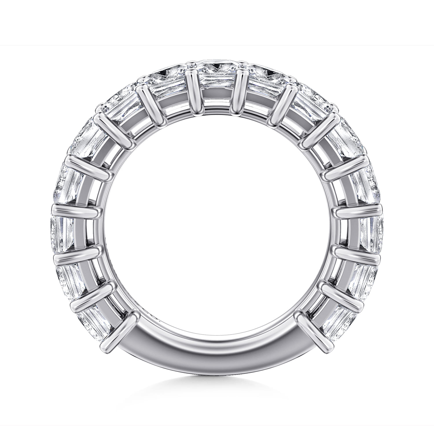 Fancy Wedding Ring in 14k White Gold with Princess Cut Natural Diamond at Gabriel & Co. - Shot 2