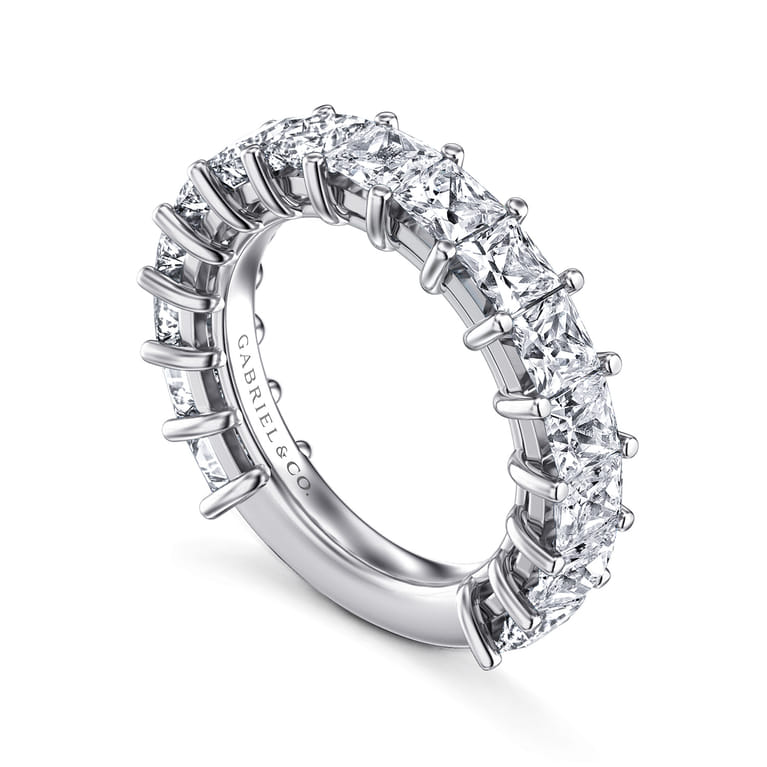 Fancy Wedding Ring in 14k White Gold with Princess Cut Natural Diamond at Gabriel & Co. - Shot 3