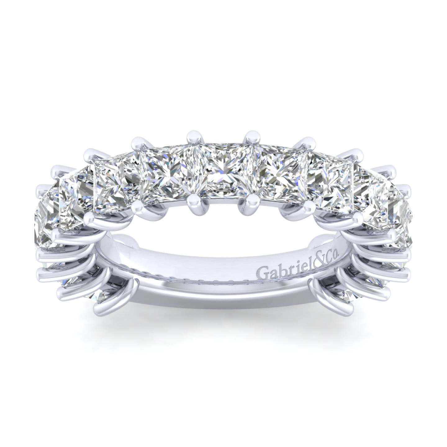 Fancy Wedding Ring in 14k White Gold with Princess Cut Natural Diamond at Gabriel & Co. - Shot 5