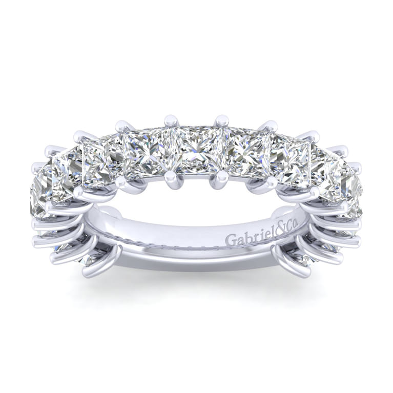 Fancy Wedding Ring in 14k White Gold with Princess Cut Natural Diamond at Gabriel & Co. - Shot 5