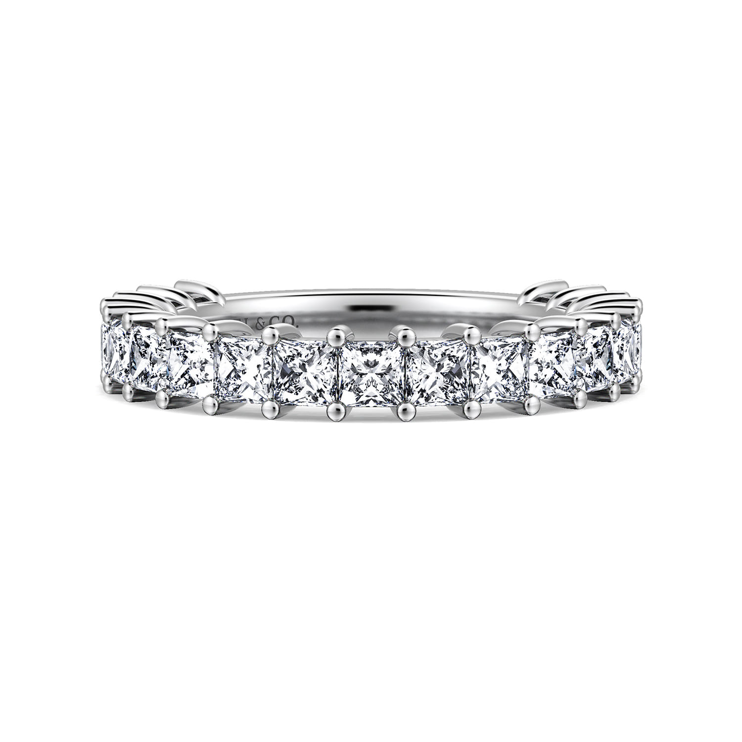 Straight Wedding Ring in 14k White Gold with Princess Cut Natural Diamond at Gabriel & Co. - Shot 1