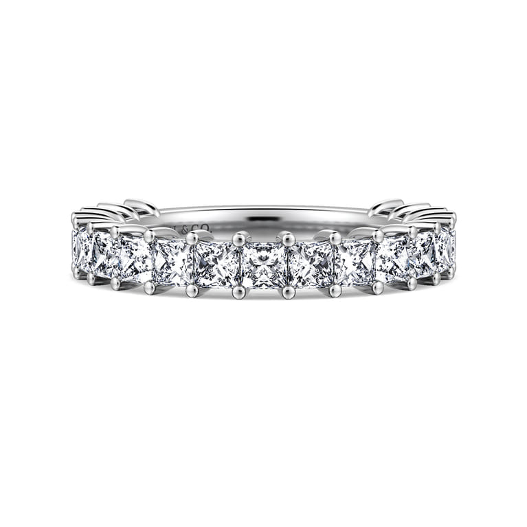Straight Wedding Ring in 14k White Gold with Princess Cut Natural Diamond at Gabriel & Co. - Shot 1