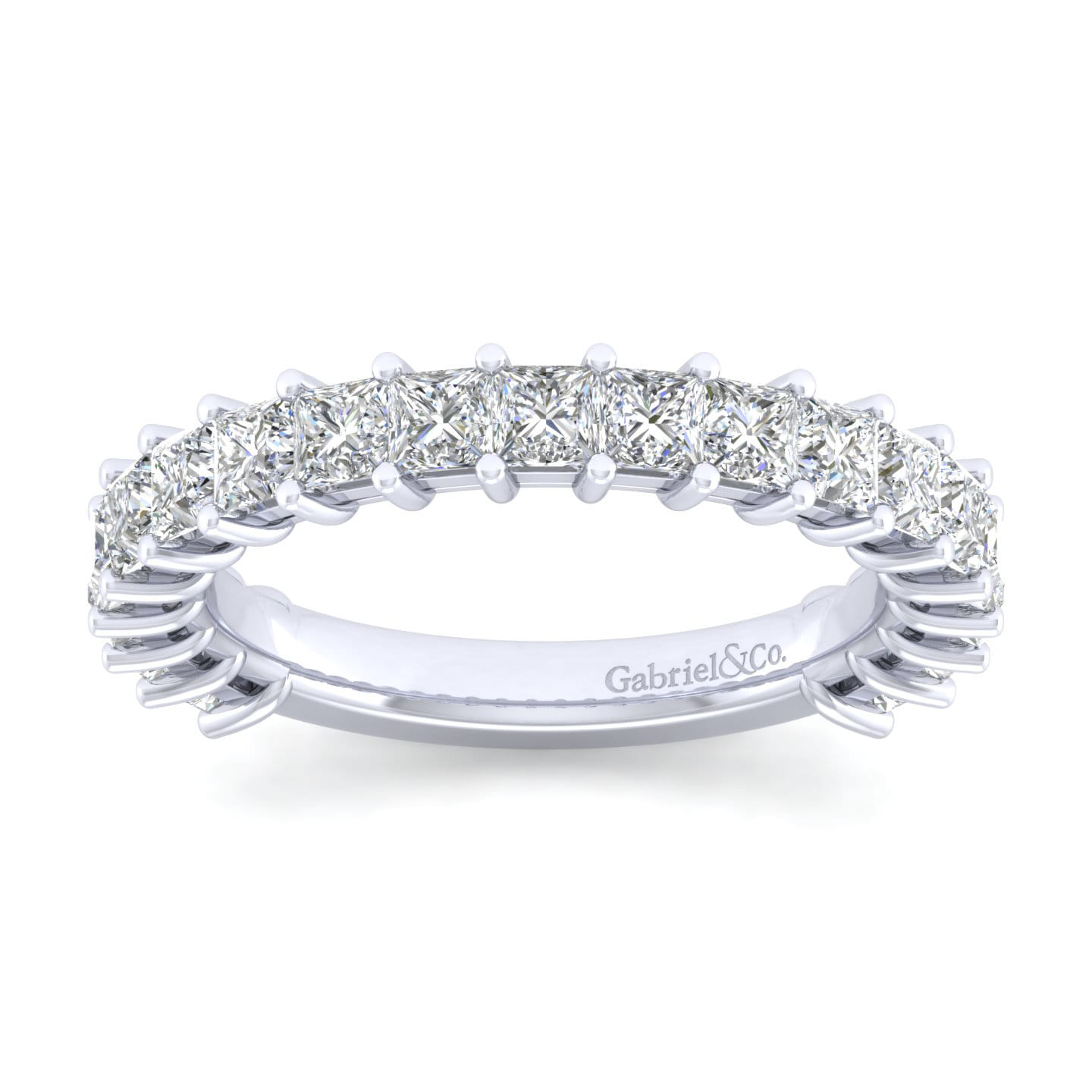 Straight Wedding Ring in 14k White Gold with Princess Cut Natural Diamond at Gabriel & Co. - Shot 5