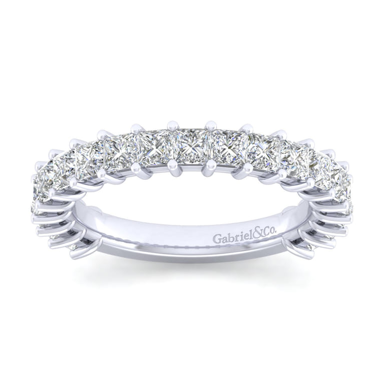 Straight Wedding Ring in 14k White Gold with Princess Cut Natural Diamond at Gabriel & Co. - Shot 5