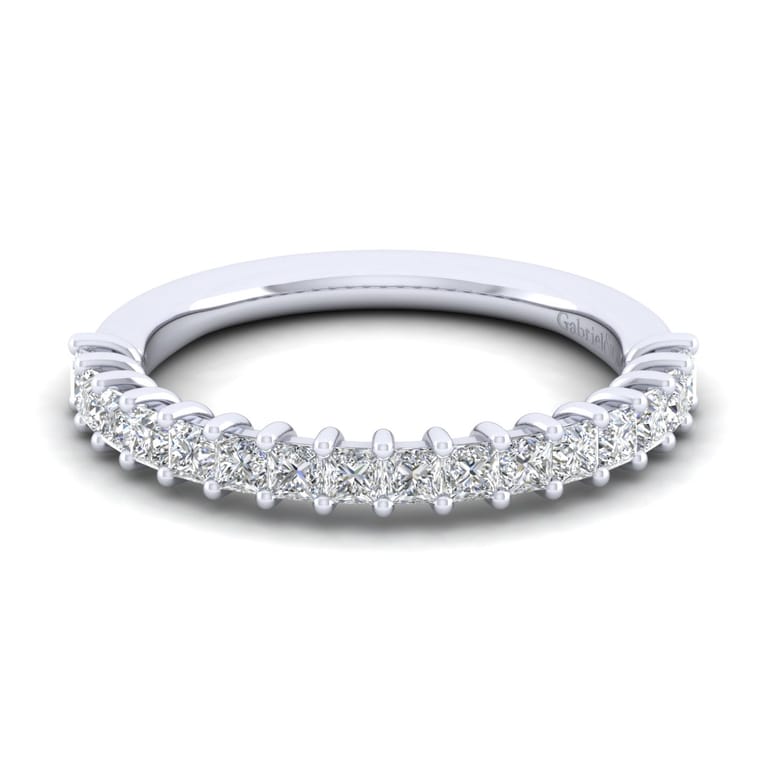 Straight Wedding Ring in 14k White Gold with Princess Cut Natural Diamond at Gabriel & Co. - Shot 1