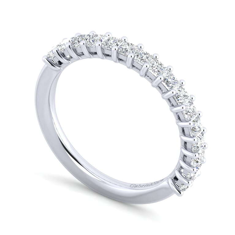 Straight Wedding Ring in 14k White Gold with Princess Cut Natural Diamond at Gabriel & Co. - Shot 3