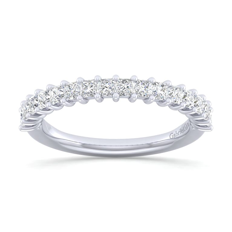 Straight Wedding Ring in 14k White Gold with Princess Cut Natural Diamond at Gabriel & Co. - Shot 4