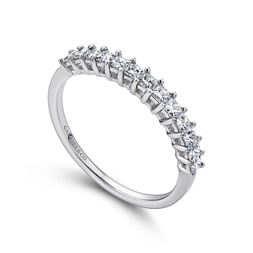 Quebec - 14K White Gold Princess Cut 13 Stone Prong Set Diamond Wedding Band - 0.47 ct - Shot 3