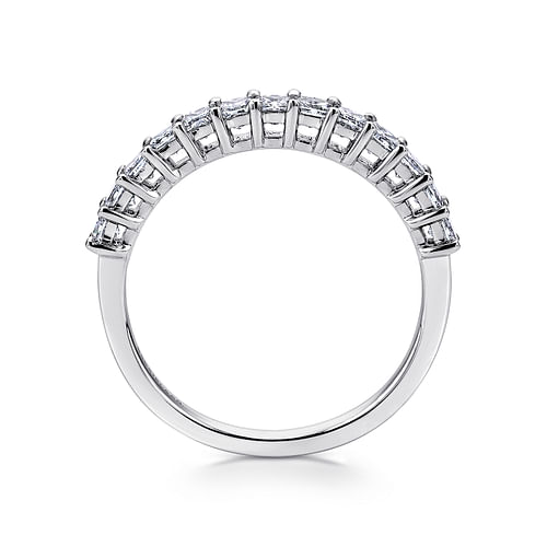 Quebec - 14K White Gold Princess Cut 13 Stone Prong Set Diamond Wedding Band - 0.72 ct - Shot 2