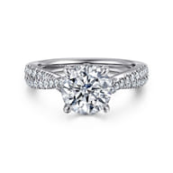 Quinlan - 14K White Gold Twisted Round Diamond Engagement Ring