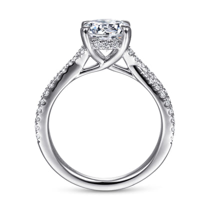 Quinlan - 14K White Gold Twisted Round Diamond Engagement Ring