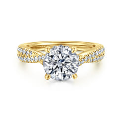 Quinlan - 14K Yellow Gold Twisted Round Diamond Engagement Ring