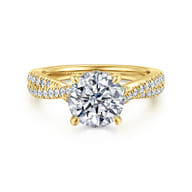 Quinlan - 14K Yellow Gold Twisted Round Diamond Engagement Ring