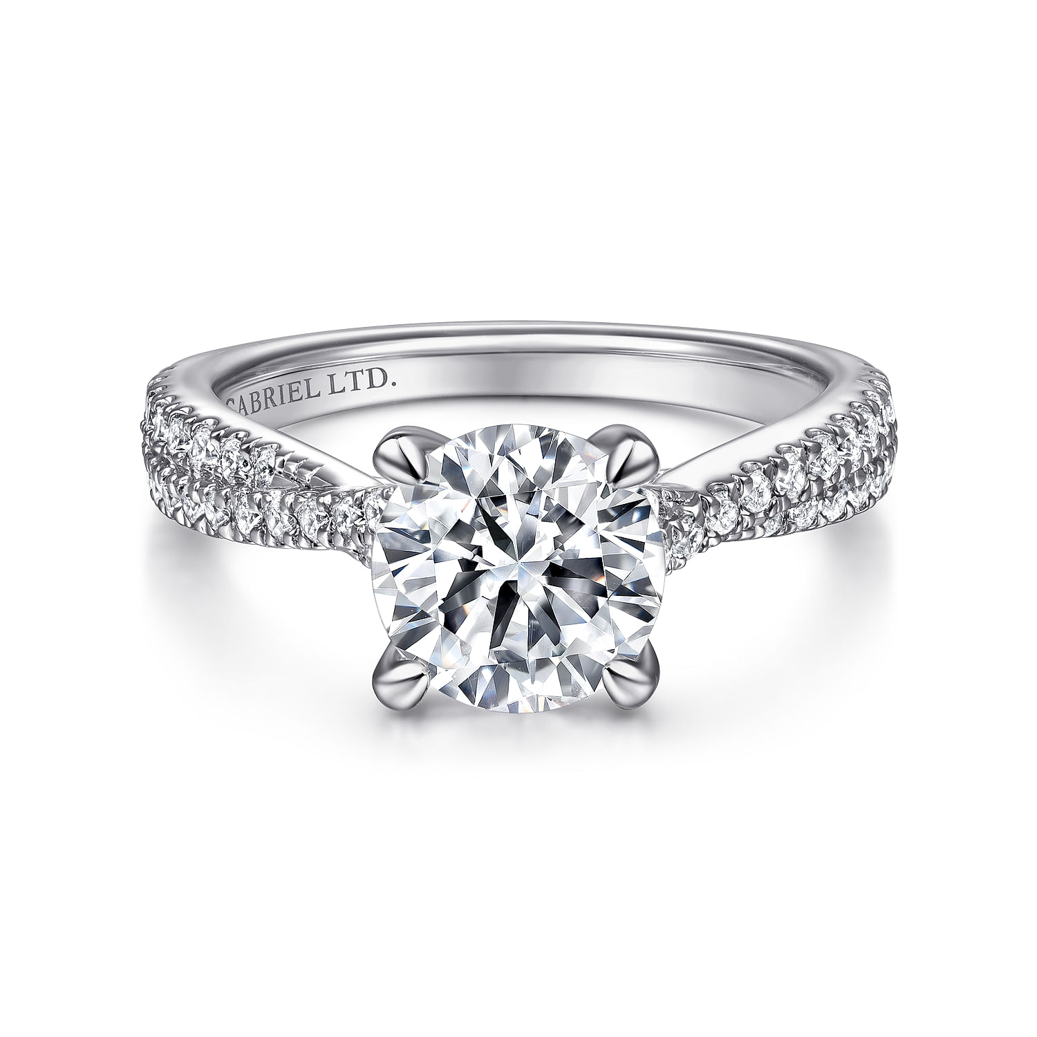 Quinlan - 18K White Gold Twisted Round Diamond Engagement Ring
