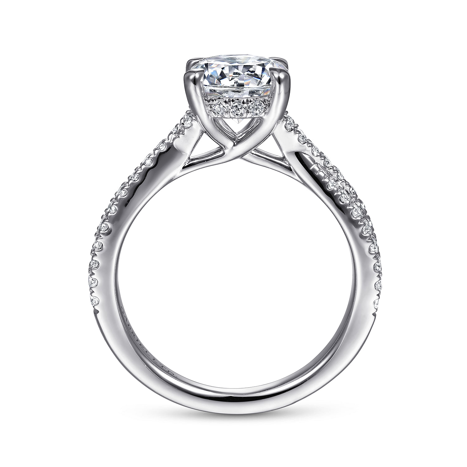 Quinlan - 18K White Gold Twisted Round Diamond Engagement Ring