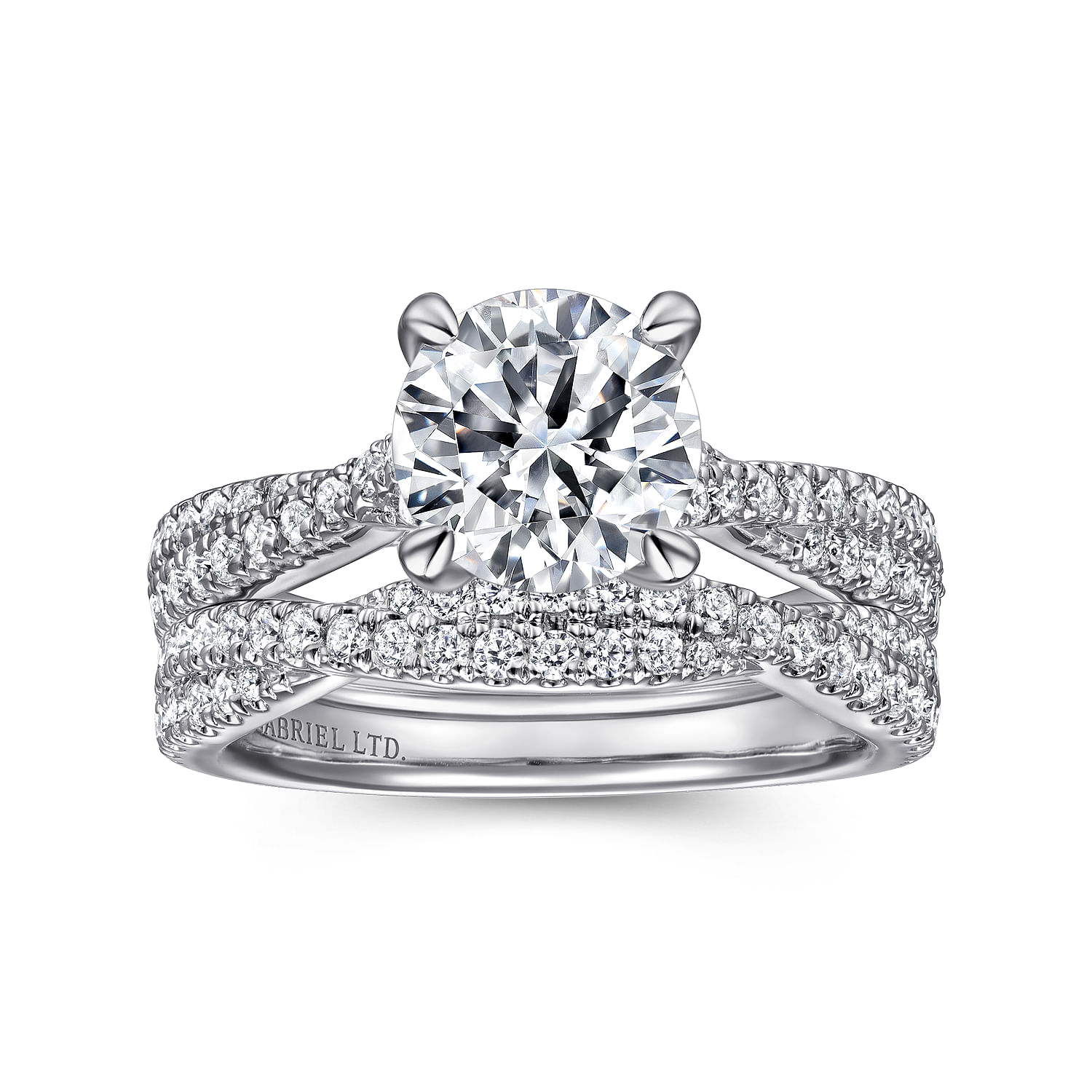 Quinlan - 18K White Gold Twisted Round Diamond Engagement Ring