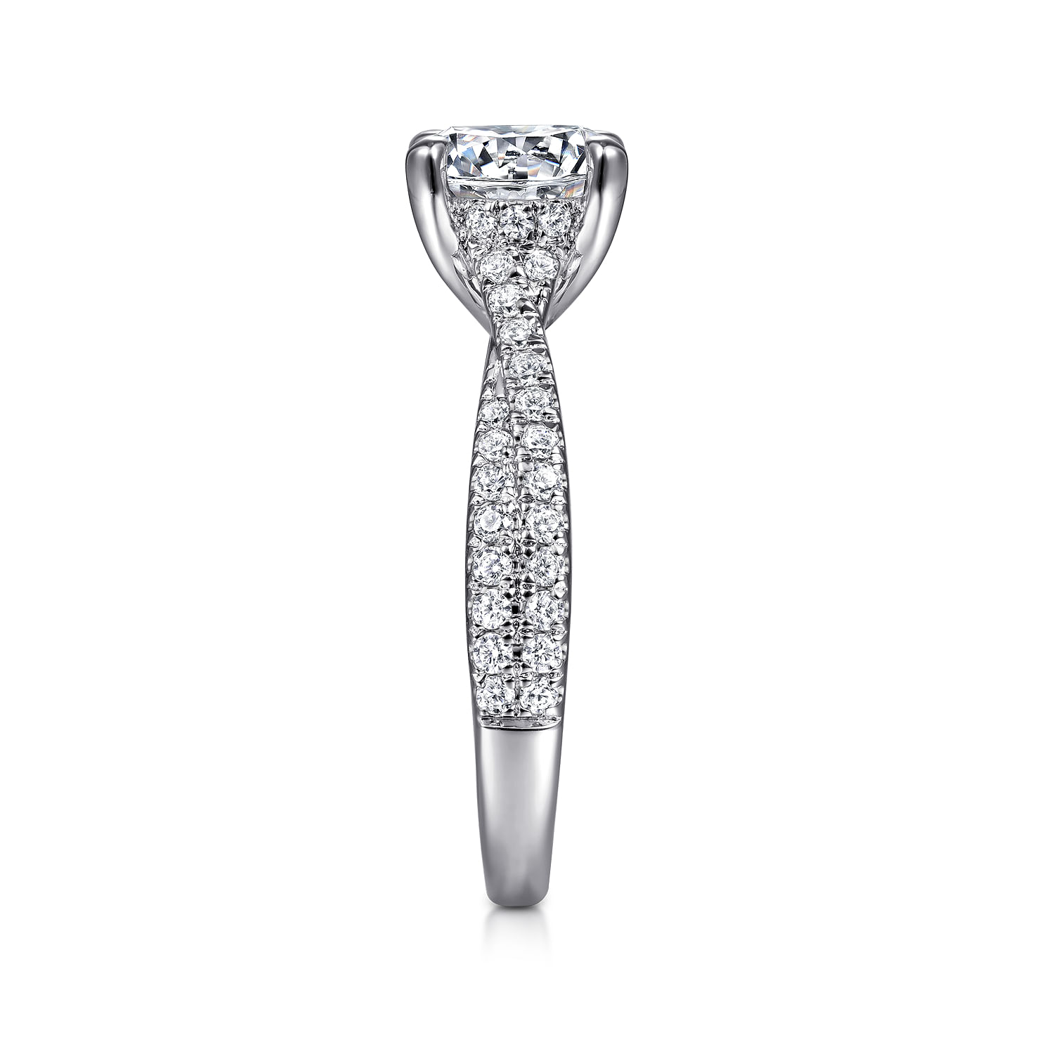 Quinlan - 18K White Gold Twisted Round Diamond Engagement Ring