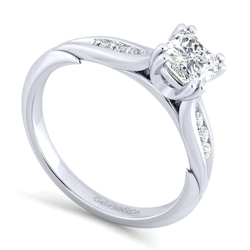 Quinn - 14K White Gold Cushion Cut Diamond Channel Set Engagement Ring - 0.09 ct - Shot 3