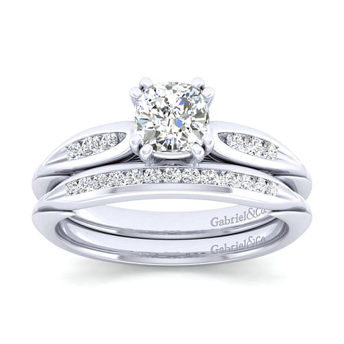 Quinn - 14K White Gold Cushion Cut Diamond Channel Set Engagement Ring - 0.09 ct - Shot 4
