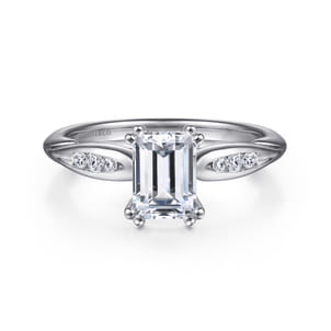 Quinn - 14K White Gold Emerald Cut Diamond Channel Set Engagement Ring