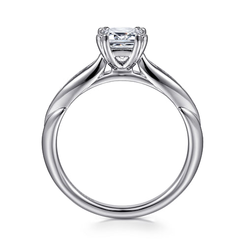Quinn - 14K White Gold Emerald Cut Diamond Channel Set Engagement Ring - 0.09 ct - Shot 2
