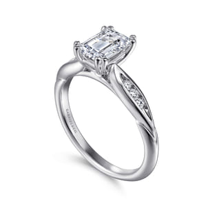 Quinn - 14K White Gold Emerald Cut Diamond Channel Set Engagement Ring