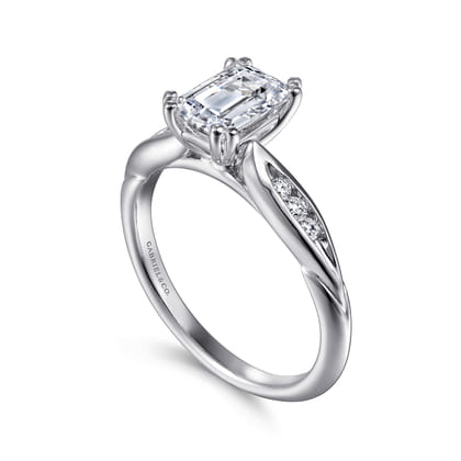 Quinn - 14K White Gold Emerald Cut Diamond Channel Set Engagement Ring