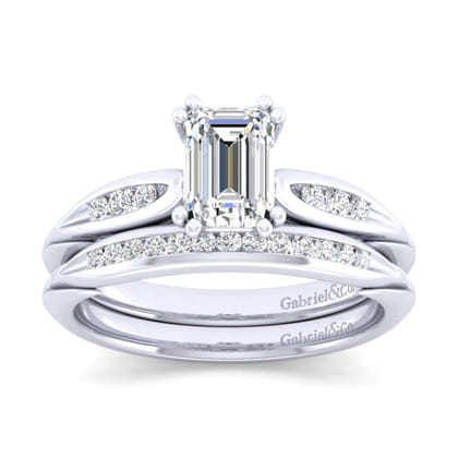 Quinn - 14K White Gold Emerald Cut Diamond Channel Set Engagement Ring