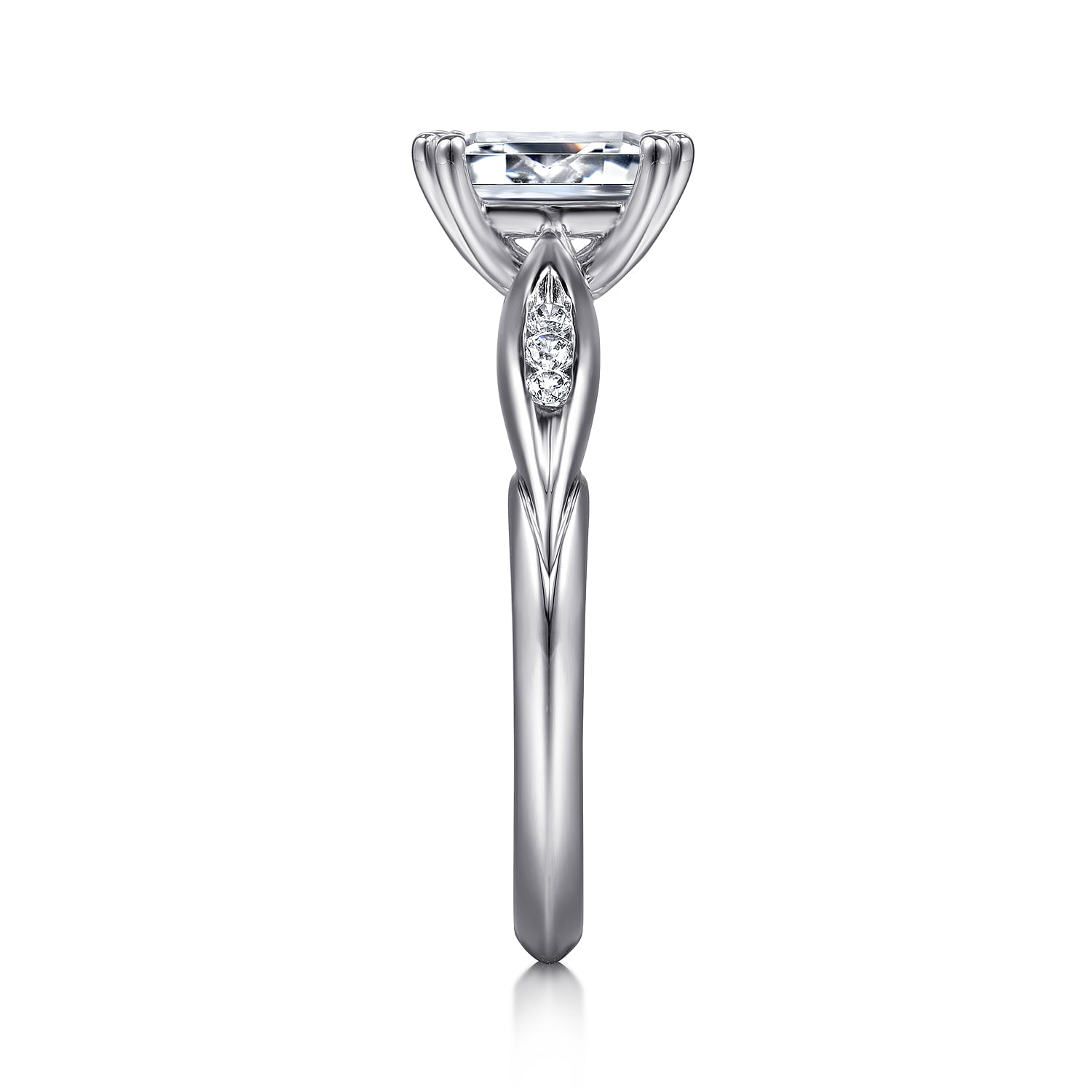 Quinn - 14K White Gold Emerald Cut Diamond Channel Set Engagement Ring