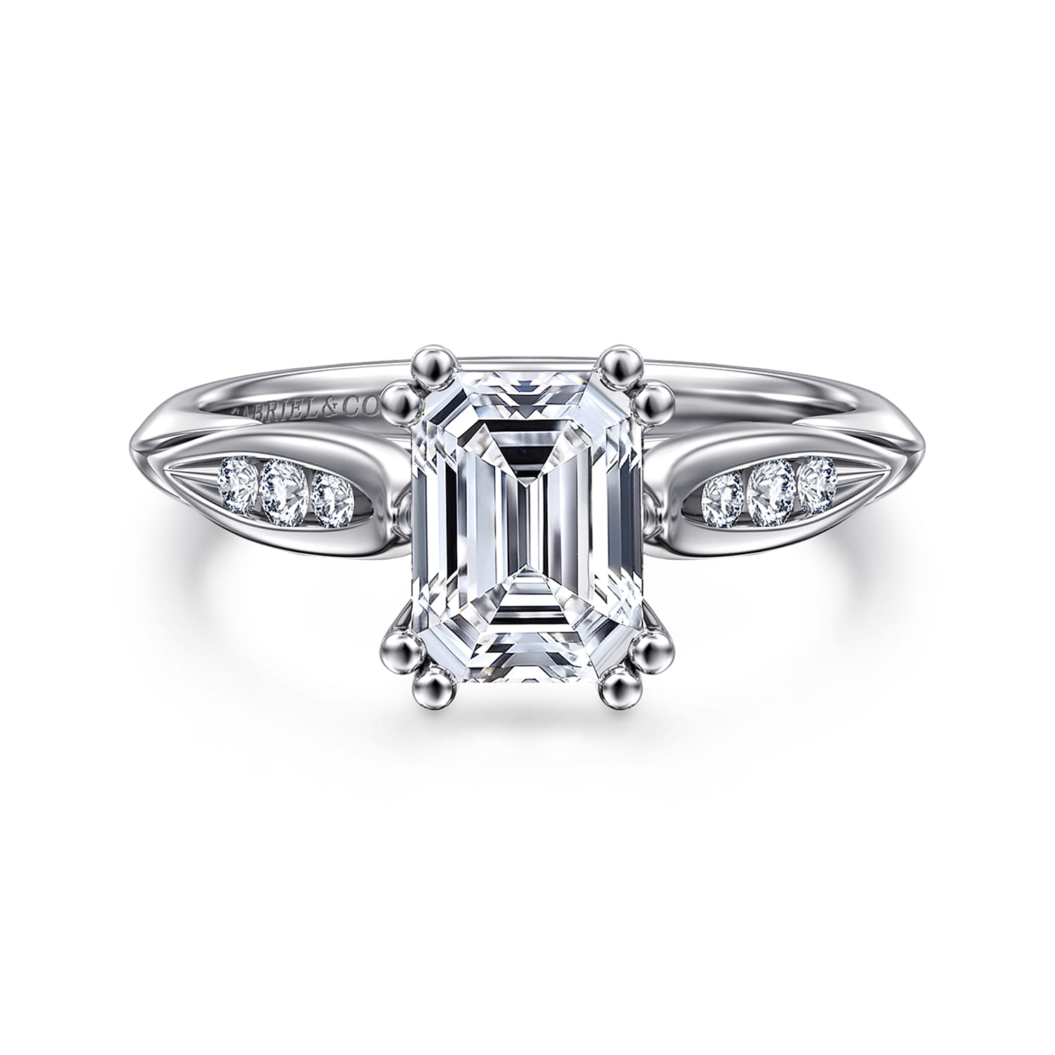 Quinn - 14K White Gold Emerald Cut Diamond Channel Set Engagement Ring