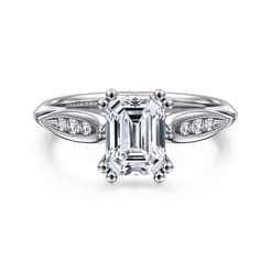 Quinn - 14K White Gold Emerald Cut Diamond Channel Set Engagement Ring