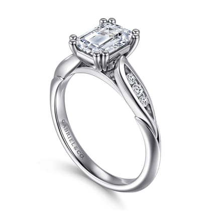 Quinn - 14K White Gold Emerald Cut Diamond Channel Set Engagement Ring