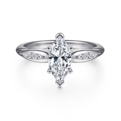 14K White Gold Marquise Shape Diamond Channel Set Engagement Ring